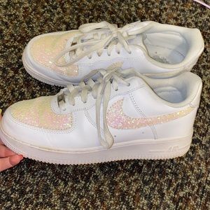 Custom Air Force 1 with white glitter